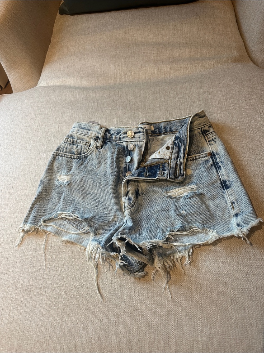 Pacsun Distressed High-Waist Light Blue Denim Shorts
